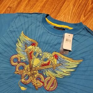 Vintage Coogi Shirt‎ Men 2XL Blue Phoenix Hawk Duality Sword Y2K New